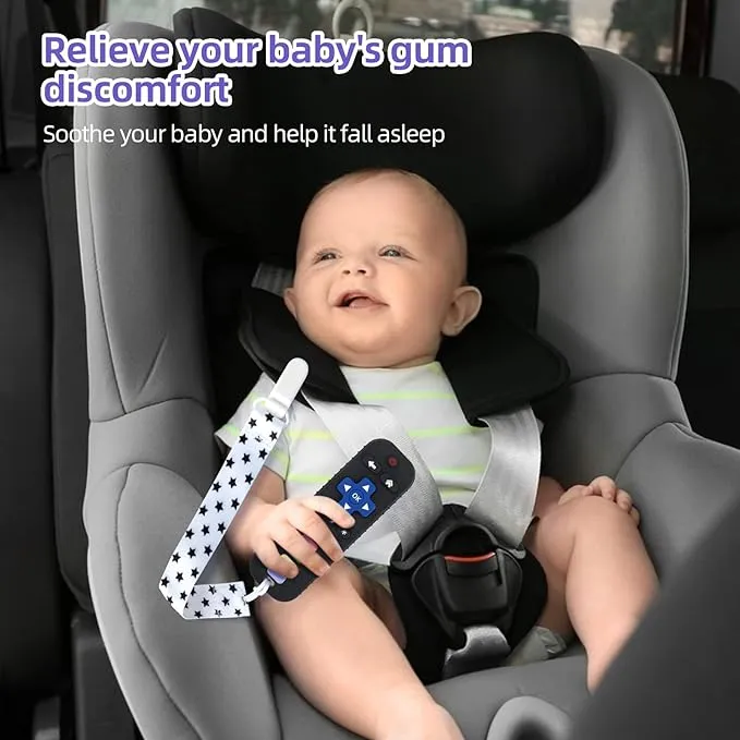 Baby Remote Control Teether – Silicone Teething Toy for Infants 3-24 Months, Black