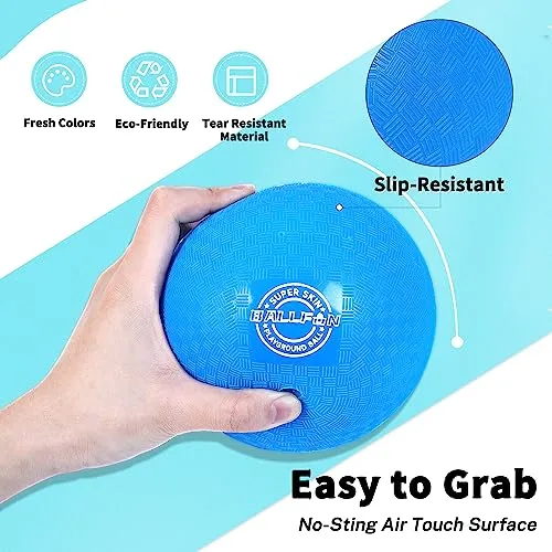 BallFUN Dodgeballs Playground Balls 5", Dodge Ball Set for Kids & Adults, Bouncing Kickballs Handball for Outdoor & Indoor Games - Includes Pump & Mesh Storage Bag (5",6 Pack)