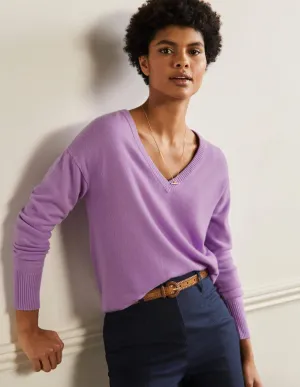 Cashmere V-neck Relaxed Jumper-African Violet
