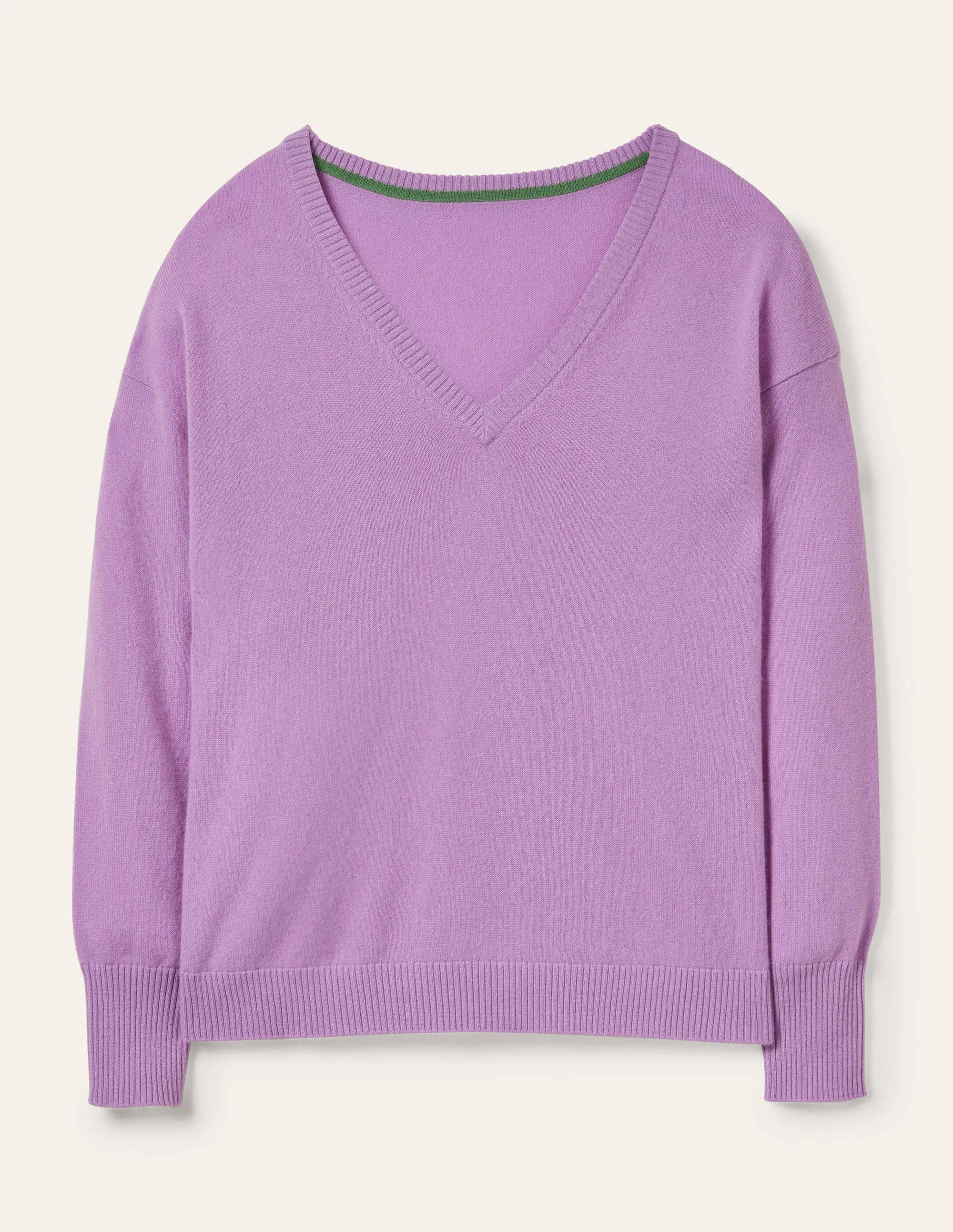 Cashmere V-neck Relaxed Jumper-African Violet