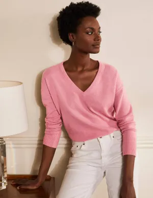 Cashmere V-neck Relaxed Jumper-Formica Pink