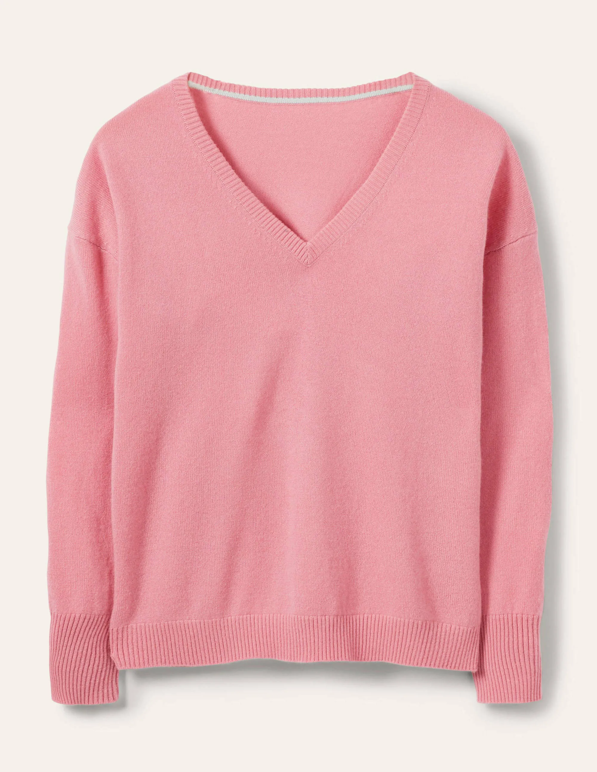 Cashmere V-neck Relaxed Jumper-Formica Pink