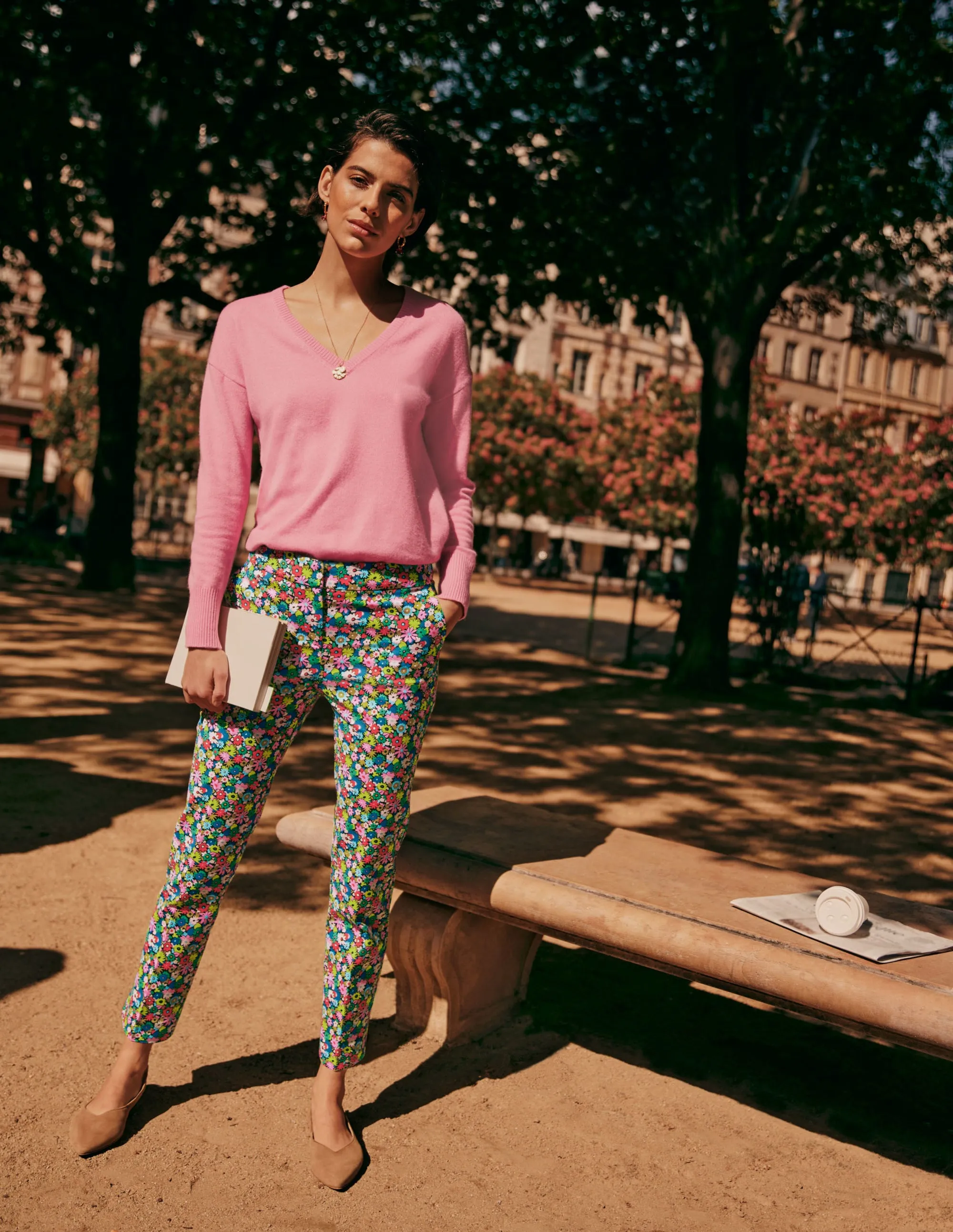 Cashmere V-neck Relaxed Jumper-Formica Pink