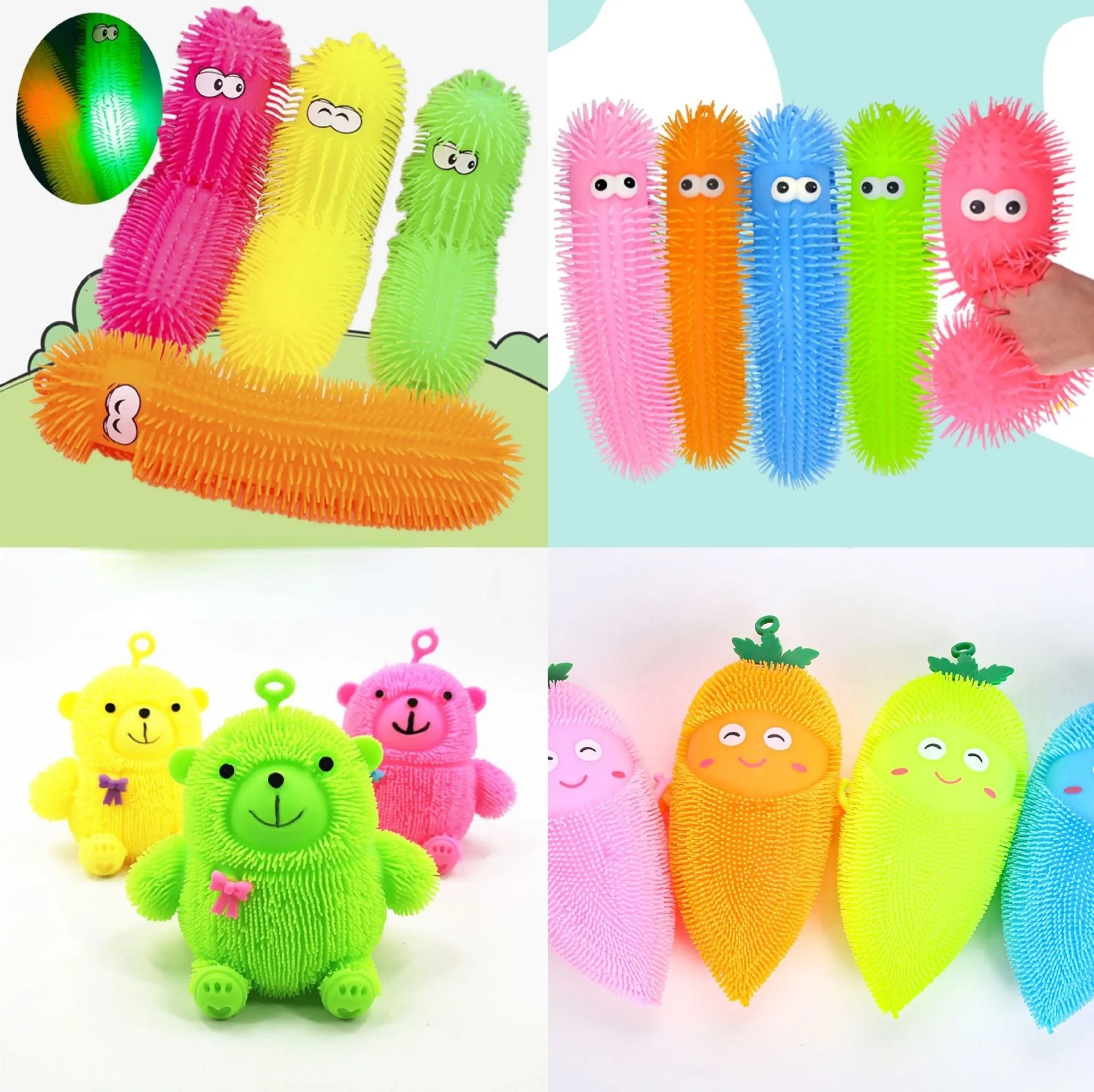 Creative Glow 50cm Colorful Caterpillar Flash Decompression Vent Ball Children's Toys