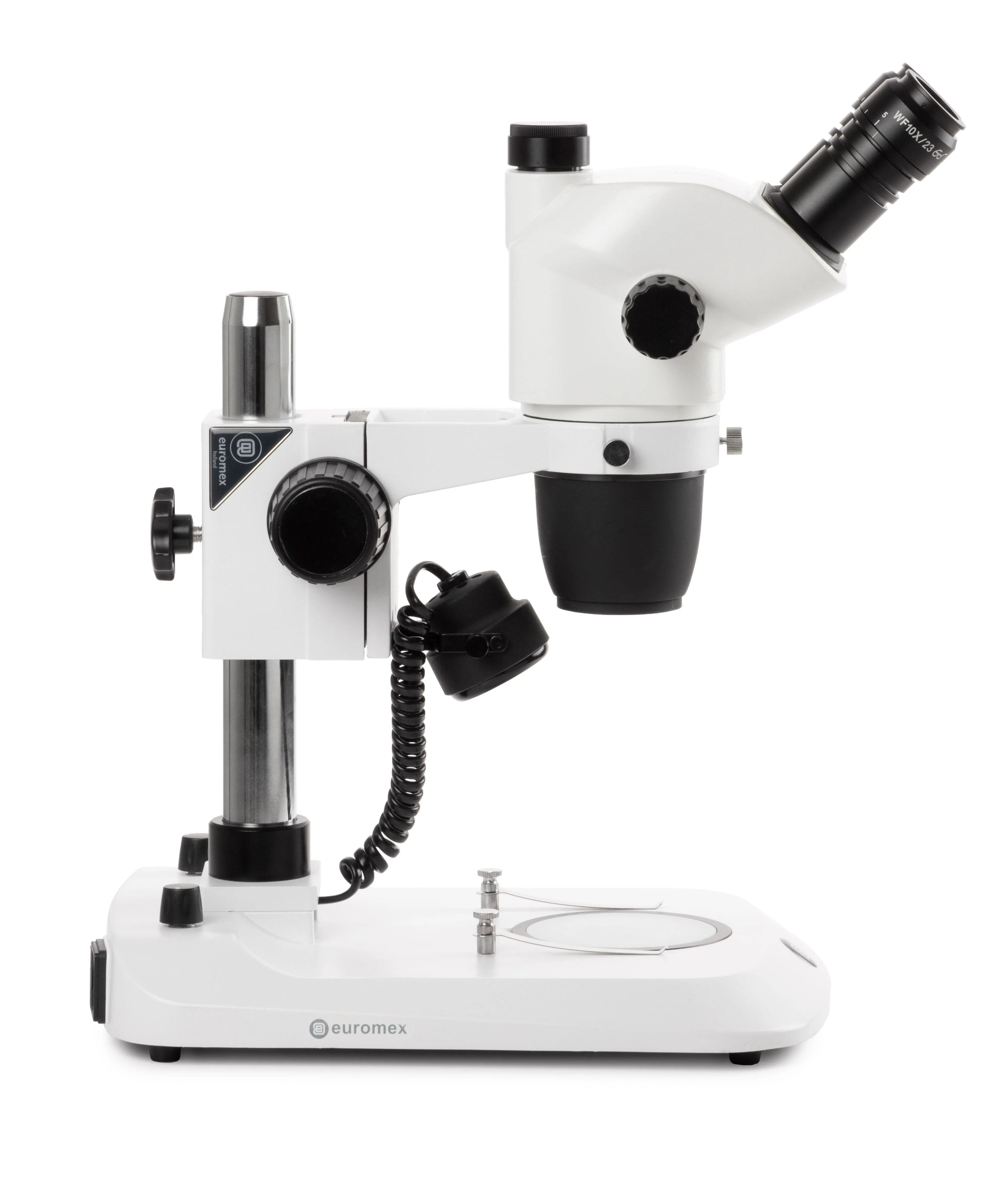 Euromex NexiusZoom Series High-Precision Zoom EVO Trinocular Stereo Microscope 6.5X-55X Magnification on Pillar Stand w/3W LED Incident & Transmitted Illumination