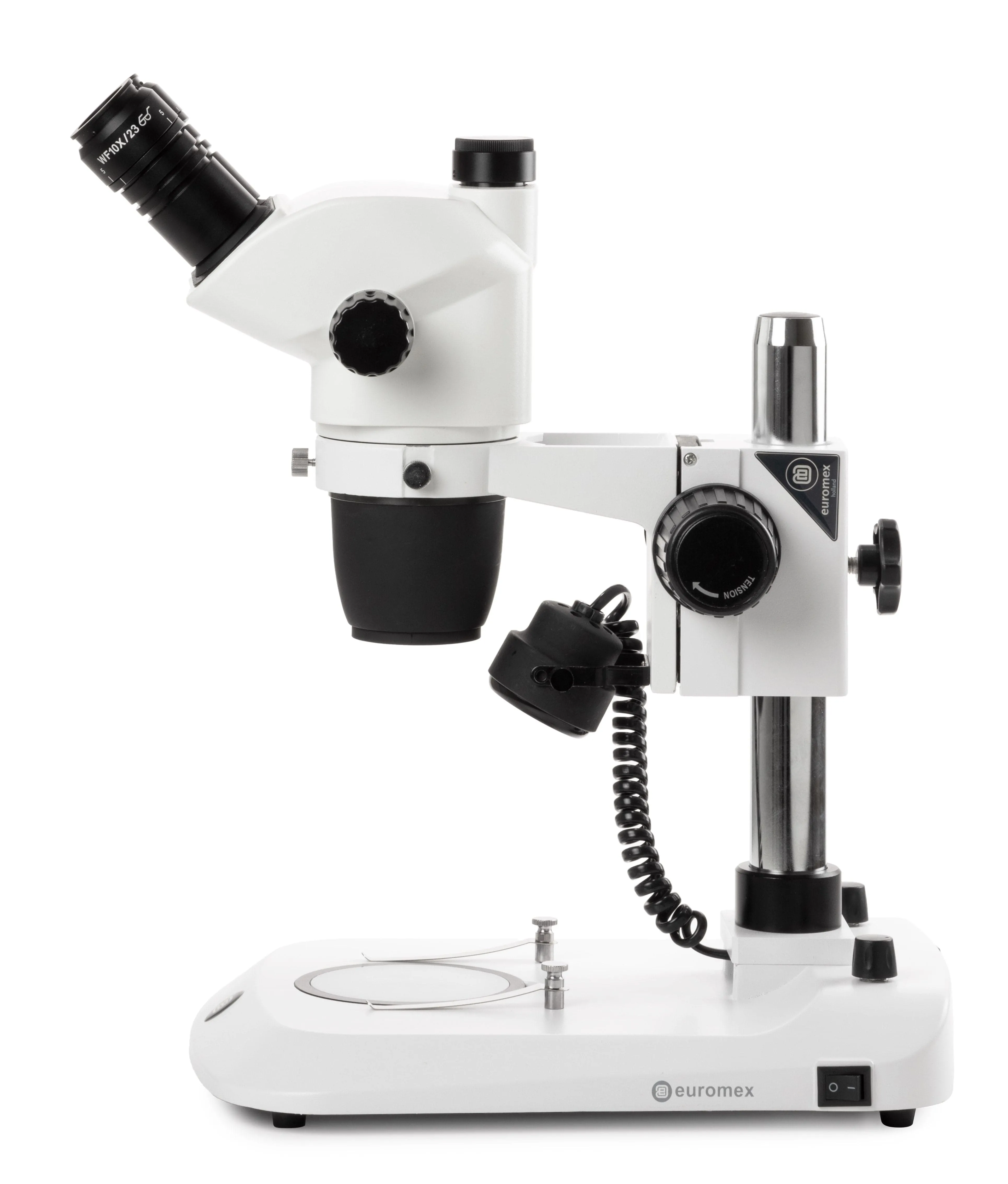 Euromex NexiusZoom Series High-Precision Zoom EVO Trinocular Stereo Microscope 6.5X-55X Magnification on Pillar Stand w/3W LED Incident & Transmitted Illumination