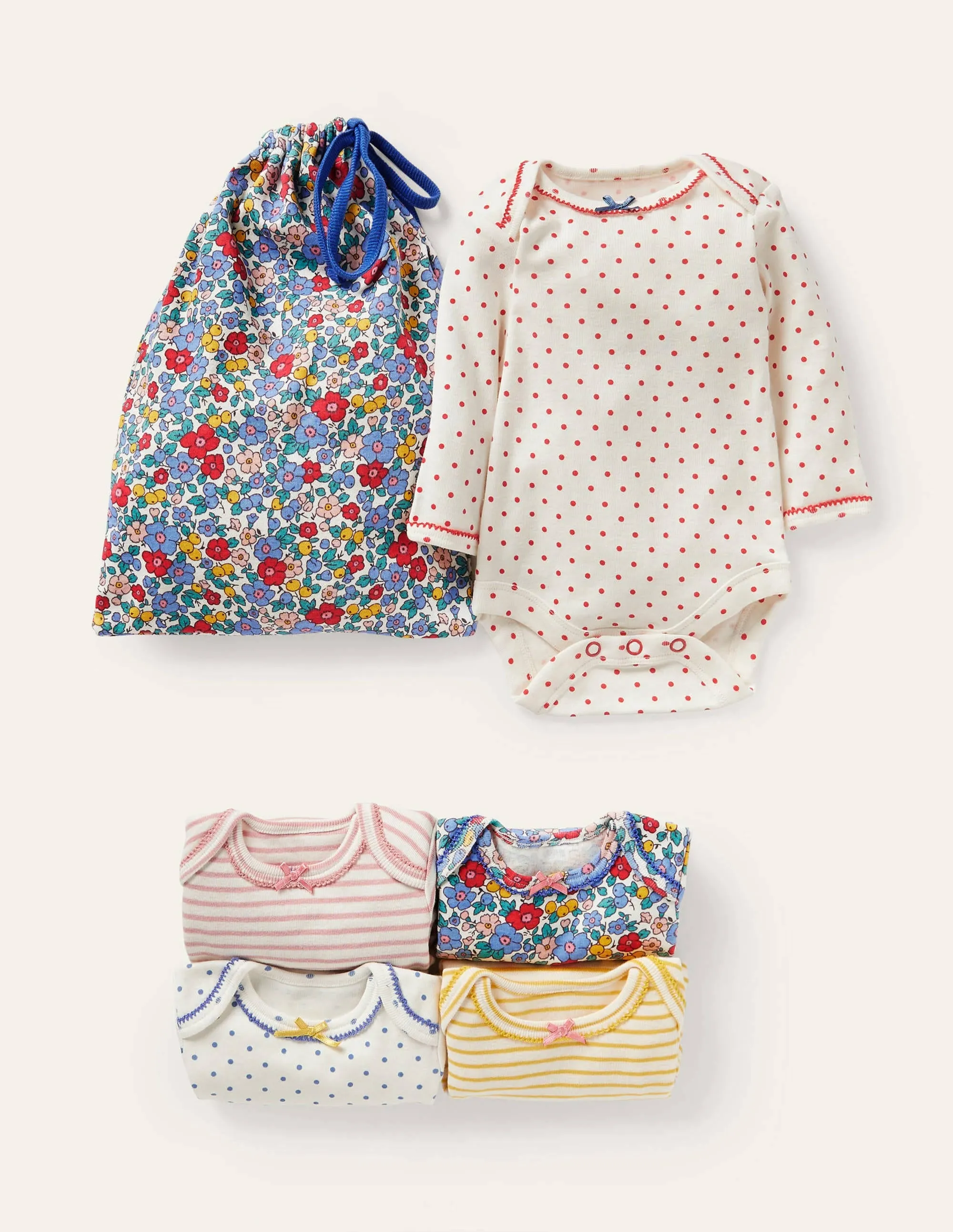 Floral Bodysuits 5 Pack-Multi Apple Blossom Floral