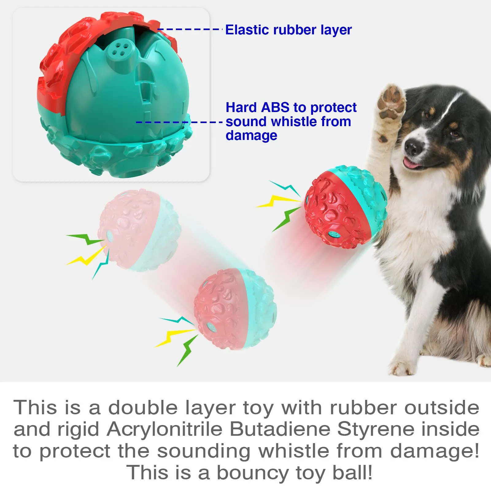 KADTC Dog Giggle Ball Interactive Squeaky Toys Puppy Wobble Wag Talking Balls for Chewers Durable Rubber Fun Sounds When Rolled or Shaken Best Toy with Squeaker to Keep Them Busy Babble Gift