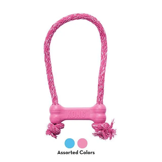 Kong Puppy Goodie Bone With Rope Dog Toy (Assorted Colours)