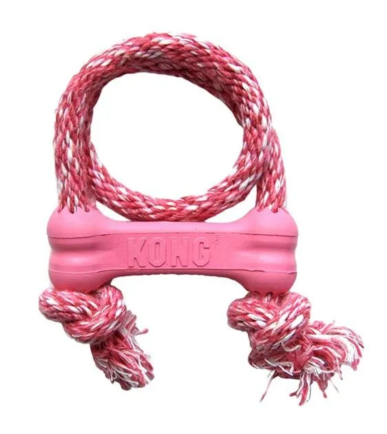 Kong Puppy Goodie Bone With Rope Dog Toy (Assorted Colours)