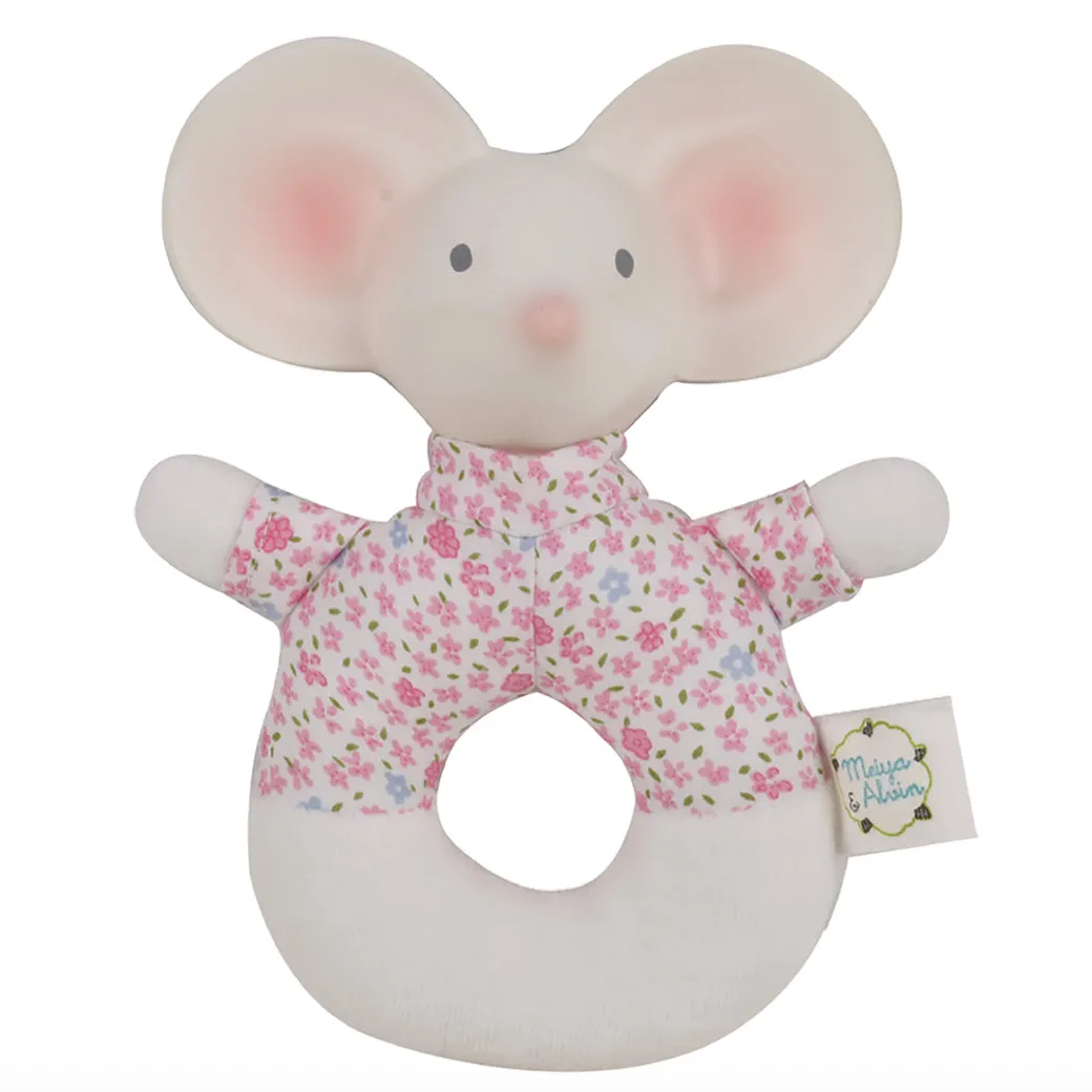 Meiya the Mouse Soft Baby Rattle and Organic Teether