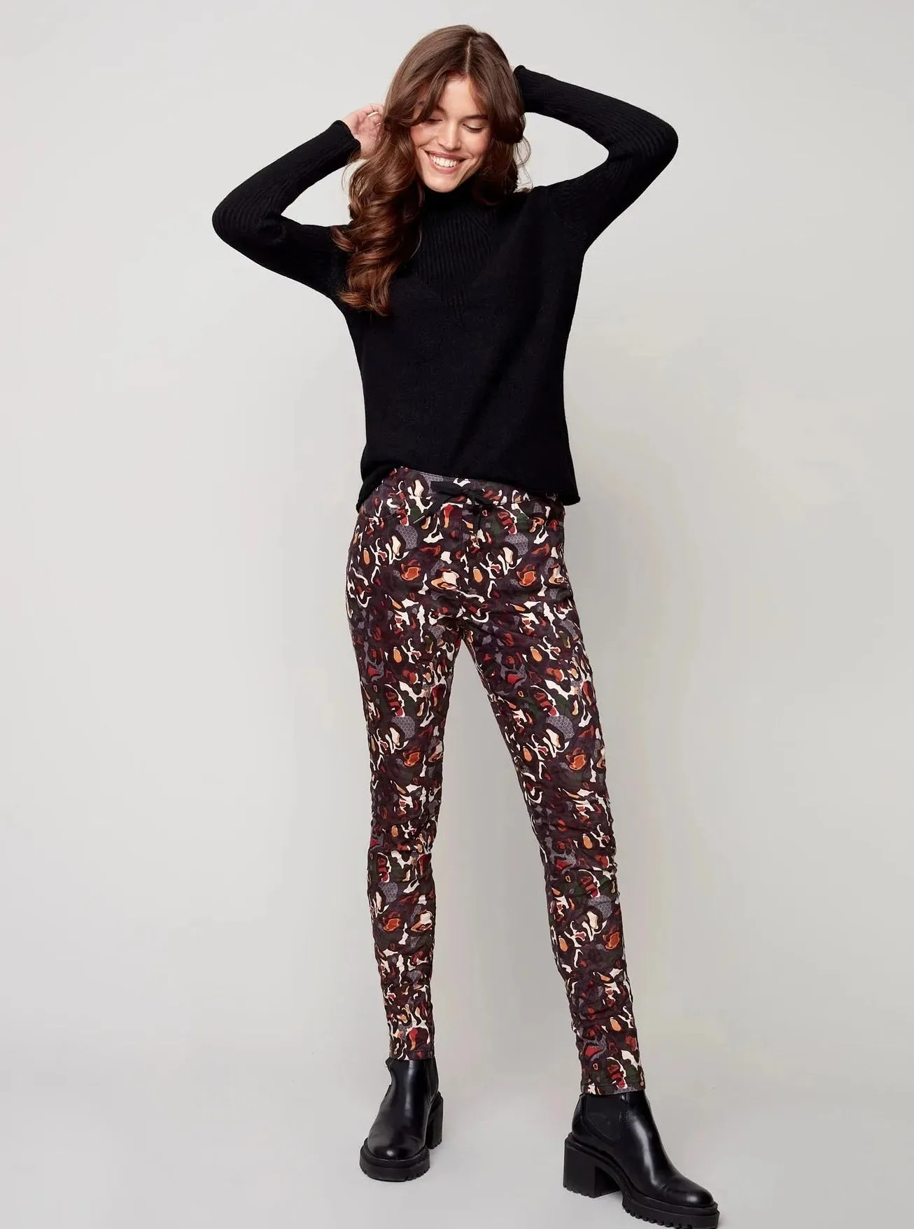 Printed Crinkle Suede Jogger [Foliage-C5226R] FINAL SALE